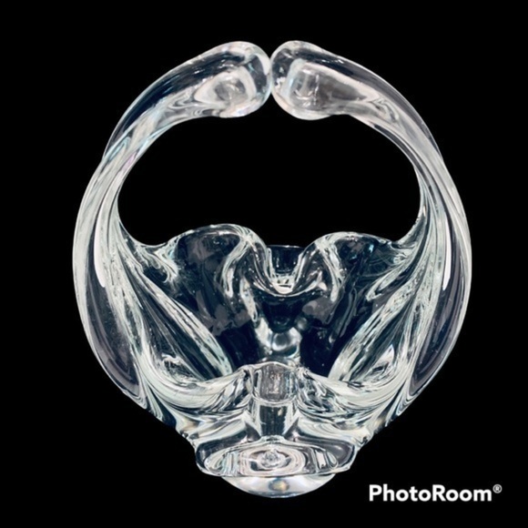 Vintage Hand Blown Glass Basket Vase Ashtray - Picture 3 of 11